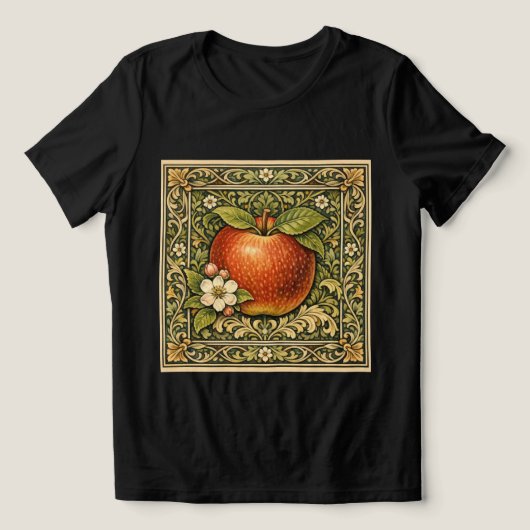 ヴィンテージなりんごの絵 トライブレンドＴシャツ (デザイン正面)