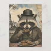ヴィンテージなアライグマのクッキー食べる  ポストカード (正面)