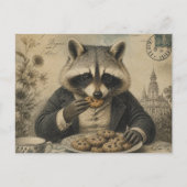 ヴィンテージなアライグマのクッキー食べる  ポストカード (正面)