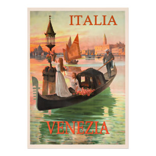 ヴィンテージなイタリア旅行ポスター、ヴェネツィア フォトプリント
