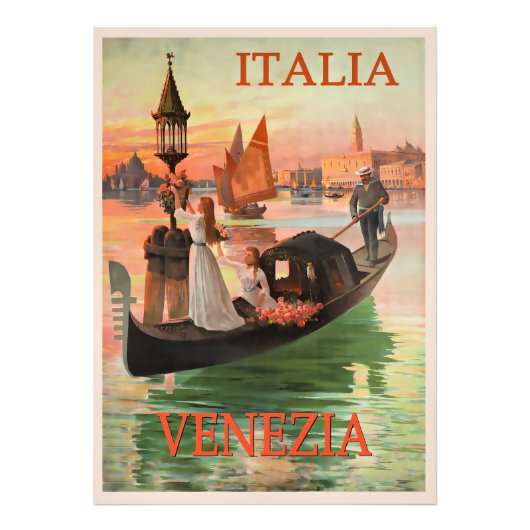 ヴィンテージなイタリア旅行ポスター、ヴェネツィア フォトプリント            (正面)