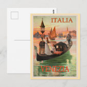 ヴィンテージなイタリア旅行ポスター、ヴェネツィア ポストカード (正面/裏面)