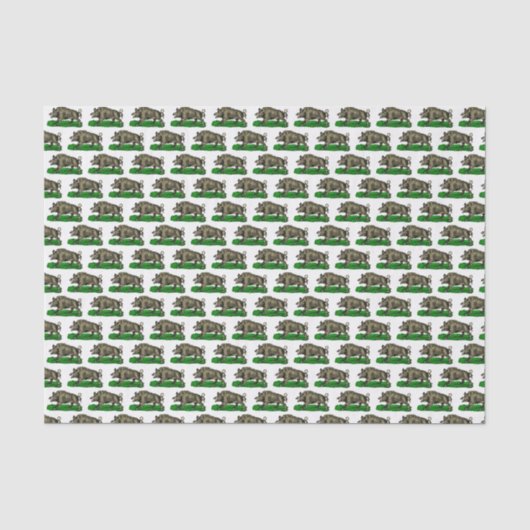 ヴィンテージなイノシシのモノクロドローイング #3C 薄葉紙 (正面)
