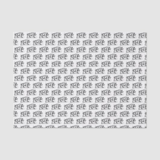 ヴィンテージなイノシシのモノクロドローイング BW #2 薄葉紙 (正面)