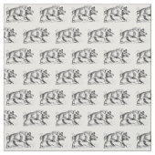 ヴィンテージなイノシシの図面 BW #2 ファブリック (見本)