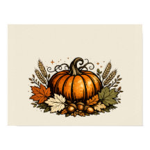 ヴィンテージなオートムンパンプキンと収穫の葉 |