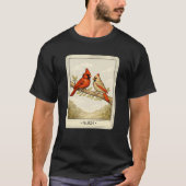 ヴィンテージなカップルの鳥アート Tシャツ (正面)