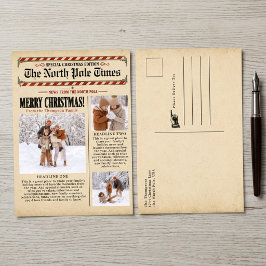 ヴィンテージなクリスマスの新聞風フォトコラージュ シーズンポストカード