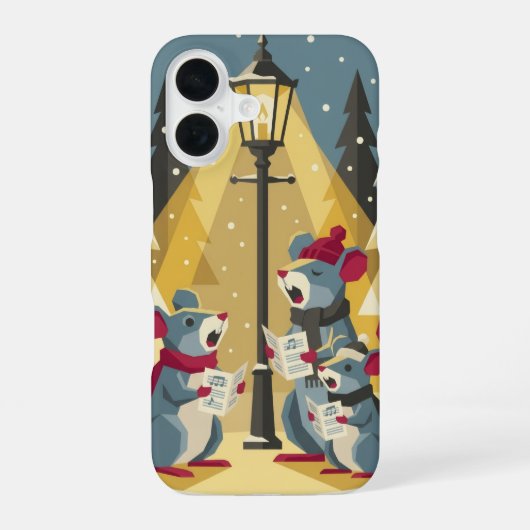 ヴィンテージなクリスマスキャロルのネズミのiPhoneケース iPhone 16ケース (裏面)