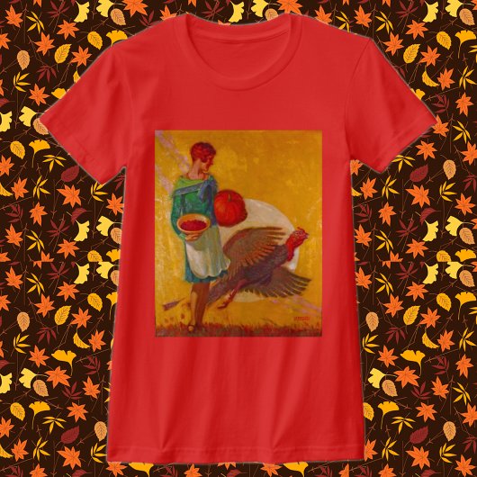ヴィンテージなサンクスギビングの収穫イラスト Tシャツ