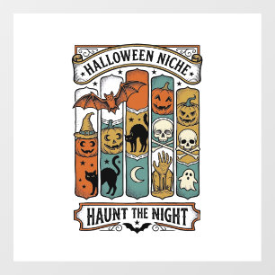 ヴィンテージなスケアリーストライプのレトロハロウィンTシャツA ウィンドウサイン