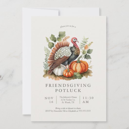 ヴィンテージなトルコの友人感謝祭パーティーの招待状 招待状 (正面)