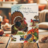 ヴィンテージなトルコの幸せな感謝祭 シーズンカード
