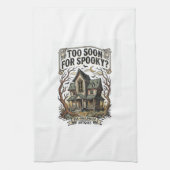 ヴィンテージなハロウィンTシャツ 幽霊の家のデザイン キッチンタオル (縦)