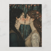ヴィンテージなフェアリーテイルの恋人たちのキス ポストカード (正面)