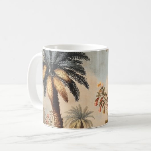 ヴィンテージなヤシの植物画 コーヒーマグカップ (正面左)