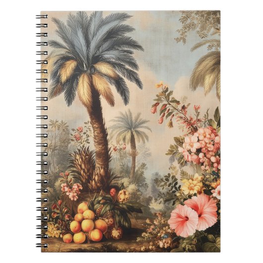 ヴィンテージなヤシの植物画 ノートブック (正面)