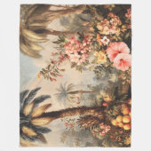 ヴィンテージなヤシの植物画 フリースブランケット (正面)