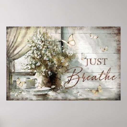 ヴィンテージなリラックス "Just Breathe" ポスター (正面)