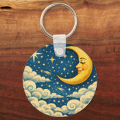 ヴィンテージな三日月の夜空 キーホルダー (正面)