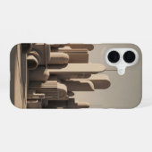 ヴィンテージな丸みを帯びた街並み iPhone 16ケース (裏面横)