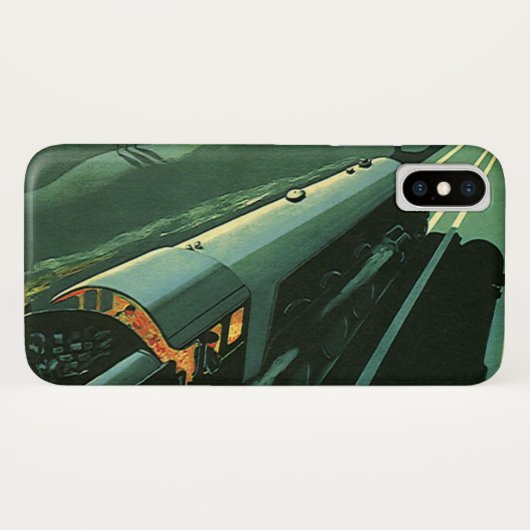 ヴィンテージな交通手段、スピードを出す緑の列車 Case-Mate iPhoneケース (裏面(横))