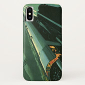 ヴィンテージな交通手段、スピードを出す緑の列車 Case-Mate iPhoneケース (裏面)