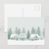 ヴィンテージな冬の村のクリスマス ポストカード (正面/裏面)
