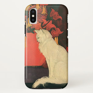 ヴィンテージな動物, エレガントな白猫, 秋の花 iPhone XSケース