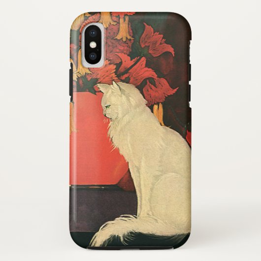 ヴィンテージな動物, エレガントな白猫, 秋の花 Case-Mate iPhoneケース (裏面)