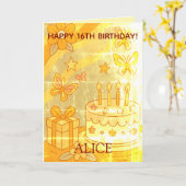 ヴィンテージな十代の誕生日(年齢を変更してね) カード (黄色い花)