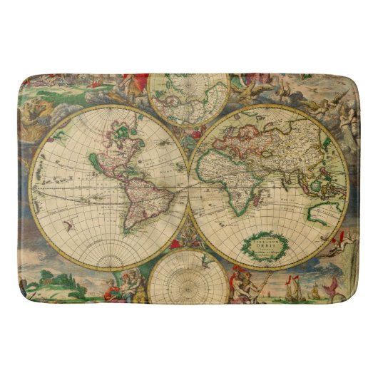 ヴィンテージな古世界の地図 バスマット (正面)
