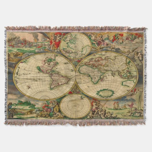 ヴィンテージな古地図 スローブランケット (正面)