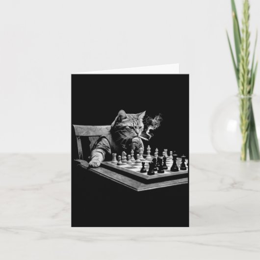 ヴィンテージな喫煙猫のチェスボードゲームの日 カード (正面)