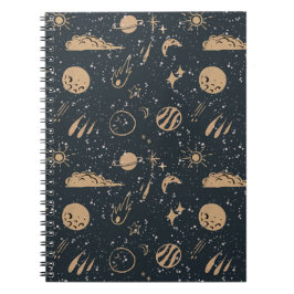 ヴィンテージな天体宇宙パターン ノートブック