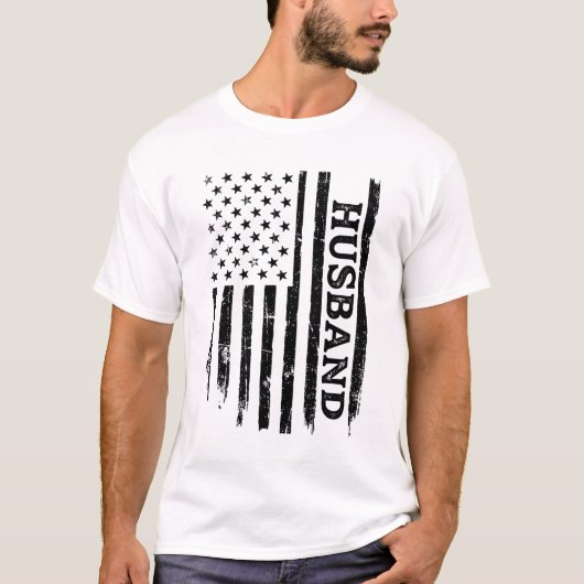 ヴィンテージな夫の愛国フラッグシャツデザイン1 Tシャツ (正面)