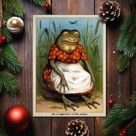 ヴィンテージな奇妙なカエル婦人のクリスマスカード シーズンカード