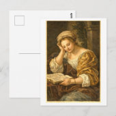 ヴィンテージな女性の読書 ポストカード (正面/裏面)
