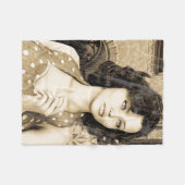 ヴィンテージな女性 フリースブランケット (正面(横))