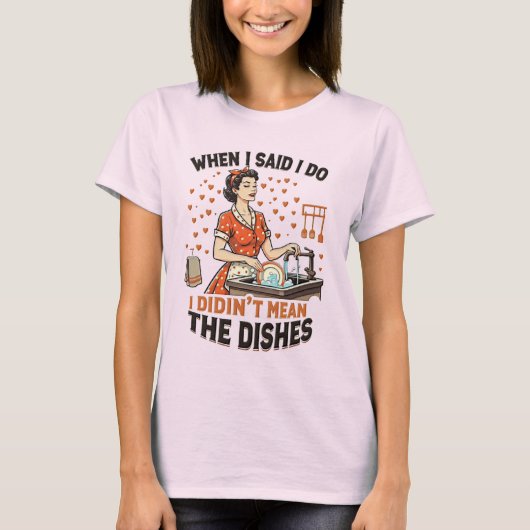 ヴィンテージな妻の家事ジョーク サルカスティック ユーモア Tシャツ (正面)
