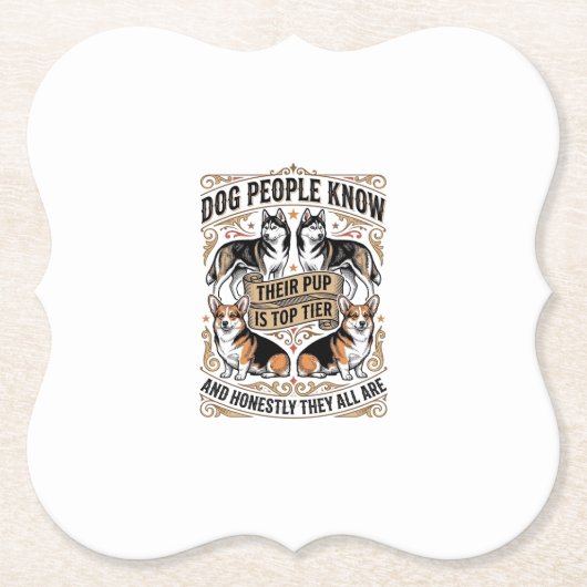 ヴィンテージな子犬の議論デビューTシャツ ペーパーコースター (正面)