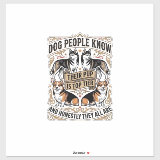 ヴィンテージな子犬論争デザインの面白い犬好きTシャツ シール (シート)