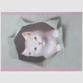 ヴィンテージな子猫がギフトラッピングを突き破る かわいい 薄葉紙