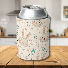 ヴィンテージな小さなウサギの顔とバラの模様 缶クーラー