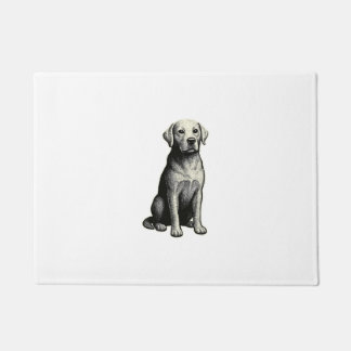 ヴィンテージな座る犬のイラスト ドアマット
