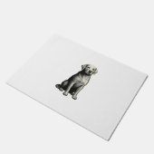 ヴィンテージな座る犬のイラスト ドアマット (アングル)