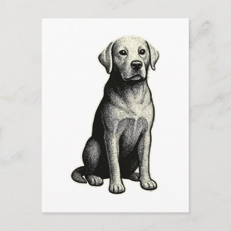 ヴィンテージな座る犬のイラスト ポストカード