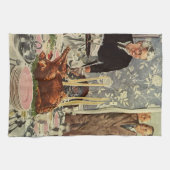 ヴィンテージな感謝祭の家族での食事 キッチンタオル (横)