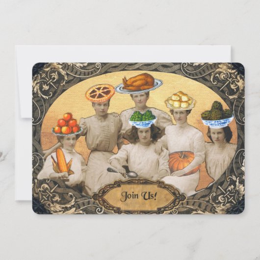 ヴィンテージな感謝祭の招待状 招待状 (正面)