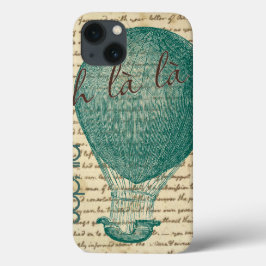 ヴィンテージな手書き文字と熱気球 Oh La La! iPhone 13ケース